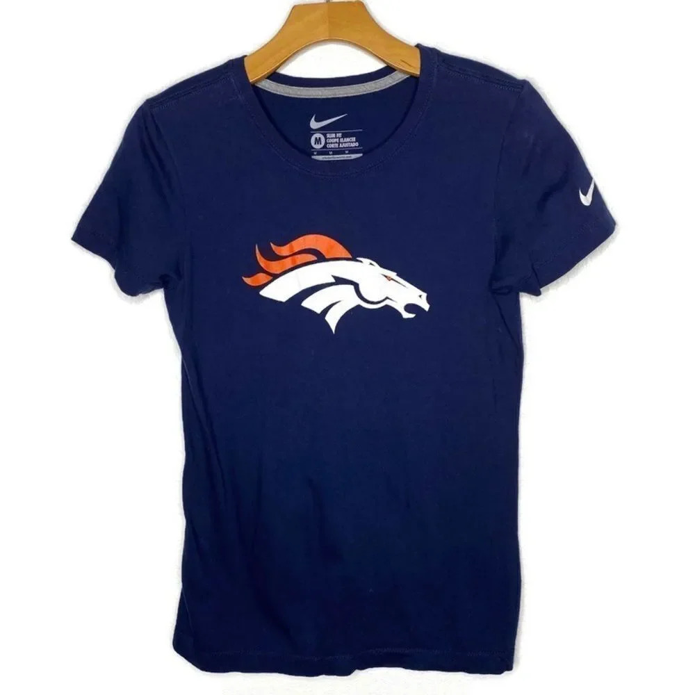 Nike Slim Fit Denver Broncos Navy Short Sleeve T Shirt M